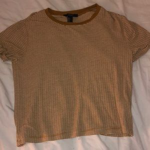 brown and white striped top